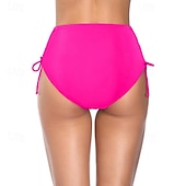 Χαμηλού Κόστους Μπικίνι σλιπ-Γυναικεία Μαγιό 2 κομμάτι Προκλητικό Μαγιό Κορδόνι Διακοπές Ρούχα παραλίας Συμπαγές Χρώμα Αμάνικο Μαγιό