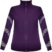 お買い得  フィギュアスケート用ジャケットとベスト-フィギュアスケート フリース ジャケット レディース ガールズ アイススケート ジャケット トップス ブラック ストレッチ トレーニング 競技 スケートウェア 保温 暖かい クリスタル/ラインストーン 長袖 アイススケート フィギュアスケート