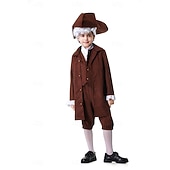  250th Anniversary USA Rococo Baroque Outfits Long Sleeves George Washington Colonial Revolutionary War Costumes Fancy Dress Boys' Carnival Independence Day 4th of July Kid's Coat Pants Collar