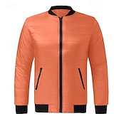 cheap Men's Downs &amp; Parkas-Men's Winter Coat Puffer Jacket Padded Pocket Quilted Polyster Casual Daily Outdoor Regular Fashion Streetwear Thermal Warm Winter Solid Color Blue Dark Grey Wine Black Puffer Jacket