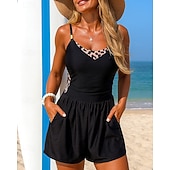 tanie Rash guardy One Piece-Damskie Strój kąpielowy One Pieces Kostium kąpielowy z wysokim stanem i marszczeniami Blokowanie kolorów Elastyczny Bez rękawów Kąpielówki Surfing Nurkowanie z rurką Pływacki Lato