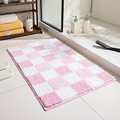 رخيصةأون حصيرة حمام-سجادة حمام ماصة للرطوبة، سريعة الجفاف، مانعة للانزلاق، سميكة، بتصميم مربعات، مناسبة لمدخل الحمام أو الدش