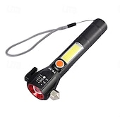 billiga Ficklampor-bilfönsterkrossare säkerhetsbältesklippare med LED-ficklampa, uppladdningsbar nödhammare, glaskrossverktyg, blixtljus med SOS-ljus