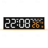 tanie Dekoracyjne światła-nowoczesny cyfrowy budzik LED z dwoma alarmami &amp;miękkie dolne światło, wyświetla czas, datę, dzień tygodnia, temperaturę, 3-stopniowa automatyczna/ręczna jasność, zegar biurkowy zasilany bateryjnie