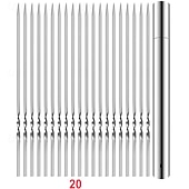 رخيصةأون أدوات وأجهزة المطبخ-أسياخ شواء من الفولاذ المقاوم للصدأ 304 بطول 35 سم / 13.8 بوصة، أسياخ كباب مسطحة مع أنبوب تخزين معدني محمول عريض، أعواد شواء قابلة لإعادة الاستخدام للحوم والروبيان والدجاج والخضروات