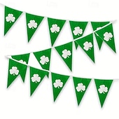 cheap St. Patrick's Day-St. Patrick's Day Triangle Flag Banner, Shamrock Pennant Garland for Indoor &amp; Outdoor Party Decorations, Seasonal Holiday Celebrations, Irish Festival Decor