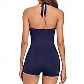 abordables Rash Guards de Una Pieza-Mujer Traje de baño Traje de baño de una pieza fruncido Trajes de baño Color sólido Cabestro Elástico Sin Mangas Bañadores Surf Playa Vocación Verano