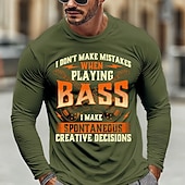 billige Musikk &amp; Instrument Grafiske T-skjorter-Herre Musikk Morsom Slang T skjorte Langermet T skjorte 3D-utskrift Crew-hals Skjorte Mote Daglig Grunnleggende Avslappet Daglig Gate Blå Svart Rød Sommer Vår Klær S M L XL XXL XXXL