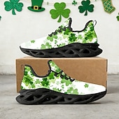 levne Dámská obuv-Dámské tenisky s motivem zeleného jetele ke Dni svatého Patrika – lehké prodyšné vycházkové boty s polstrovanou podrážkou, slavnostní sportovní styl na přehlídky, cestování, každodenní chůzi, cvičení a běžné nošení