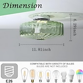 cheap Flush Mounts &amp; Semi Flush Mounts-Green/AmberCeiling Light Fixture Retro Glass Flush Ceiling Light Farmhouse Semi-Flush Mount Fixture with Drum-Shaped Glass Shade flush light suitable for hallways bedrooms living rooms and bathroom