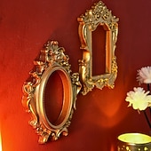 tanie Rzeźby-1 szt. Materiał żywiczny w stylu europejskim, trójwymiarowa, wzorzysta złota rama do dekoracji, dekoracja ścienna DIY, odpowiednia do zdjęć, dekoracja salonu, dekoracja miniaturowego domu