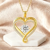 levne Dárkové předměty-Náhrdelník pro mou ženu, náhrdelník z nerezové oceli pro ženy, dřevěná světelná dárková krabička, dárek pro manželku k Dni matek, Valentýnu, výročí svatby, laserem gravírovaný vícevrstvý přívěsek s