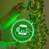 お買い得  装飾ライト-アイルランドの聖パトリックの日の飾り、LED吊り下げライト、22/24cmのシャムロック &amp;レプラコーンの帽子の吸盤ライト、屋内ドア、窓、壁、パーティー、休日の装飾、単4電池ボックス付き