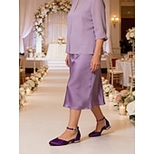 economico Madre della Sposa/Sposo-décolleté da donna con tacco basso e cinturino alla caviglia in raso bordeaux - eleganti scarpe da sera minimaliste per la mamma della sposa, matrimonio chic in città &amp;eventi formali