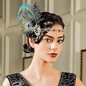 cheap Accessories and More-Vintage 1920s The Great Gatsby Flapper Headband The Great Gatsby Flapper Girl Feather Fancy Dress Women's Christmas Carnival Masquerade Retro Theme Party Charleston Dance Adults Headband