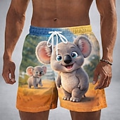  Per uomo Cartoni animati Elefante Ippopotamo Costumi da bagno Pantaloncini da mare Pantaloncini da Surf Misura del girovita medio Divertente Camicia hawaiana Vacanza al Mare Tasche Laterali fodera in