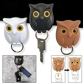 levne Úložiště a organizování-Sada 3 háčků na klíče se sovou, magnetické nástěnné háčky se sovou, magnetický háček na ledničku, organizér na klíče, nástěnný magnetický samolepicí háček bez vrtání pro snadné skladování