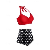 economico Surfing Tankinis &amp; Bikinis-Per donna Costume da bagno Bikini a vita alta con volant 2 pezzi Tropicale Senza schiena Protezione UV Alta elasticità Senza Maniche Costume da Bagno Surf Immersione Snorkeling Estate