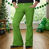  Retro Vintage 1970s Long Length Trousers Bell Bottom Pants Flared Trousers Hippie Solid Color Fancy Dress Men's Masquerade Daily Wear Pride Parade Pride Month Adults' Pants Spring & Summer