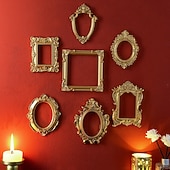 tanie Rzeźby-1 szt. Materiał żywiczny w stylu europejskim, trójwymiarowa, wzorzysta złota rama do dekoracji, dekoracja ścienna DIY, odpowiednia do zdjęć, dekoracja salonu, dekoracja miniaturowego domu