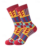 abordables calcetines de hombre-Hombre 5 pares Calcetín Calcetines para correr Calcetines informales Azul Piscina Rojo Color Geométrico Exterior Ropa de calle Vacaciones Medio Todas las Temporadas Moda Ropa de calle