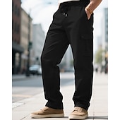 economico Pantaloni cargo-Per uomo Pantaloni Cargo Pantaloni Coulisse Elastico in vita Multi-tasche Tinta unica Antivento Comodità Quotidiano All'aperto Ferie Streetwear Elegante Nero Verde militare