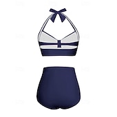 economico Surfing Tankinis &amp; Bikinis-Per donna Costume da bagno Bikini a vita alta con volant 2 pezzi Tropicale Senza schiena Protezione UV Alta elasticità Senza Maniche Costume da Bagno Surf Immersione Snorkeling Estate