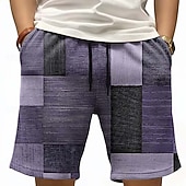 economico pantaloncini felpati 3d da uomo-Per uomo Geometrico Blocco di colori Patchwork Pantaloncini Waffle Pantaloncini da tuta Pantaloncini casual Misura del girovita medio Moda Casual Vacanza Jogging Allenamento Testurizzato Coulisse