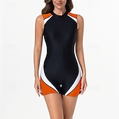 abordables Rash Guards de Una Pieza-Mujer Camiseta Protección Solar Surf Traje de baño Una pieza Retazos Cerrar Protección UV Alta elasticidad Sin Mangas Bañadores Surf Buceo Submarinismo Verano