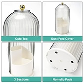 abordables Rangement et organisation-Porte-brosses à dents anti-poussière avec couvercle, boîte de rangement pour pinceaux de maquillage pour coiffeuse, porte-stylos en forme de cage à oiseaux et étagère de rangement, organisateur