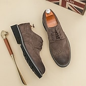 Χαμηλού Κόστους Μπρογκ παπούτσια-Ανδρικά καφέ σουέτ μπρογκ παπούτσια, άνετα και μοντέρνα, ευέλικτα υποδήματα για casual και ημιεπίσημες εκδηλώσεις