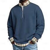 economico Polo classica da uomo-Per uomo Plaid Magliette Polo a Nido d'Ape Polo con zip Manica Lunga Magliette polo Colletto alla coreana Casual Scuola Athleisure Ferie Abbigliamento quotidiano Stampa 3D Polo con cerniera a un