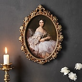 رخيصةأون التماثيل-إطار صور جداري مزخرف بنقوش ذهبية على الطراز الأوروبي القديم، مصنوع من مادة الراتنج، مناسب لعرض الصور العائلية وجلسات التصوير.