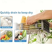 olcso Tárolóállványok-bővíthető rozsdamentes acél mosogató fölé helyezhető edénytartó &amp;Összecsukható csepegtetőkosár konyhai szervező edényekhez, poharakhoz és zöldségekhez, többszintes kialakítás a hatékony mosáshoz és