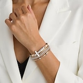 olcso Karkötők és karperecek-Többrétegű Klasszikus Redőzött Križ Divat Bőr Karkötő ékszerek Fekete / Fehér / Arcpír rózsaszín Kompatibilitás Napi Szabadság Randi