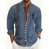 economico Camicia vintage-Per uomo Etnico Popoli indigeni Camicia Camicia con colletto alla coreana Manica Lunga Vintage Retrò Casuale Vacanza Primavera Autunno Collo alla coreana Colletto alla coreana Bottonato Camicia tipo