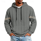preiswerte Basic-Hoodies für Herren-Herren Jacquard Kapuzensweatshirt Pullover Kapuzensweatshirt Schwarz Weiß Marineblau Khaki Grau Mit Kapuze Einfach Patchwork Kängurutasche Strukturiert Lässig Täglich Sport &amp; Outdoor Streetwear Cool