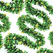  Гирлянда из мишуры ко Дню Святого Патрика, 26 футов (4 шт., всего 8 м), цвет клеверно-зеленый. &Пластиковое украшение из золотой фольги, ирландский фестивальный декор для вечеринки, украшение для