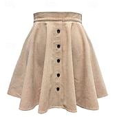 preiswerte Lässige Röcke-Damen Mode Lässig Mini Hohe Taille Röcke Einfach Patchwork Mikroelastisch Täglich Straße Schwarz Fuchsie Khaki Beige Frühling Polyester