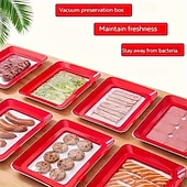 baratos Arrumação de Cozinha-Conjunto de 2/4 recipientes empilháveis para armazenamento de alimentos na geladeira com vedação a vácuo, caixas organizadoras de cozinha de alta qualidade para frutas, verduras, pão e carne.