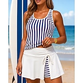 Недорогие Серфинг Танкини и Бикини-Жен. Купальник с цветочным принтом Танкини 2 предм. С принтом Эластичный Без рукавов Купальники Серфинг Для погружения с трубкой Плавание Лето