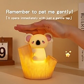cheap Nursery Night Lights-7-Color Gradient Koala Soft Silicone Patting Light Usb Charging Nightlight Timer Christmas New Year Festival Birthday Gift Bedroom Atmosphere Light