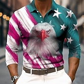  4η Ιουλίου 2026 250η Ανδρικά Αμερικανική σημαία των ΗΠΑ Αετός Πόλο Μακρυμάνικο Μπλουζάκια πόλο Πέτο Καθημερινό ΕΞΩΤΕΡΙΚΟΥ ΧΩΡΟΥ Ένδυση γυμναστικής και άθλησης Καθημερινά Ρούχα 3D εκτύπωση Κουμπιά