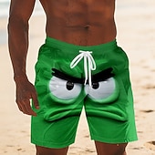  Per uomo Illusione ottica Fantasia "Cartone 3D" Volto umano Costumi da bagno Pantaloncini da mare Pantaloncini da Surf Misura del girovita medio Divertente Camicia hawaiana Vacanza al Mare Tasche