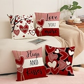 olcso Dobjon párnákat, betéteket és fedeleket-Valentin-napi piros szív alakú párnahuzat, vászon betűmintás párna, romantikus hangulatú dekoráció kanapéra, otthoni díszpárna nappaliba