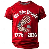  4 luglio 2026 250° Memorial Day Maglietta da uomo in 3D stampa Bandiera Americana a girocollo a maniche corte Casual Strada