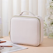 billige Ned til $30-Reisesminkeveske med LED-lys sminkeetui med speil kosmetikkboks organizer sminkeetui for kvinner skjønnhetsverktøy tilbehør etui oppladbart