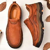 ieftine Pantofi casual slip-on-Teniși bărbătești maro din piele întoarsă și piele ecologică, cu design respirabil – încălțăminte sport și rezistentă, perfectă pentru activități în aer liber, alergare și ținute casual