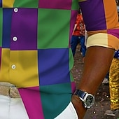 economico Camicia in Raso da Uomo-camicia di carnevale per uomo – vestito di carnevale viola verde oro