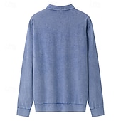 Χαμηλού Κόστους Κλασικό Πόλο Ανδρών-Ανδρικά Μπλουζάκια πόλο Πουκάμισο 100% Cotton Acid Wash Κλασσικά Μακρυμάνικο Causal Αθλημα Ρούχα Γυμναστικής Αναπνέει Μαλακή Πόρπη Πλύσιμο με οξύ Πλύνθηκε σε στυλ vintage Συμπαγές Χρώμα Θαλασσί Μαύρο